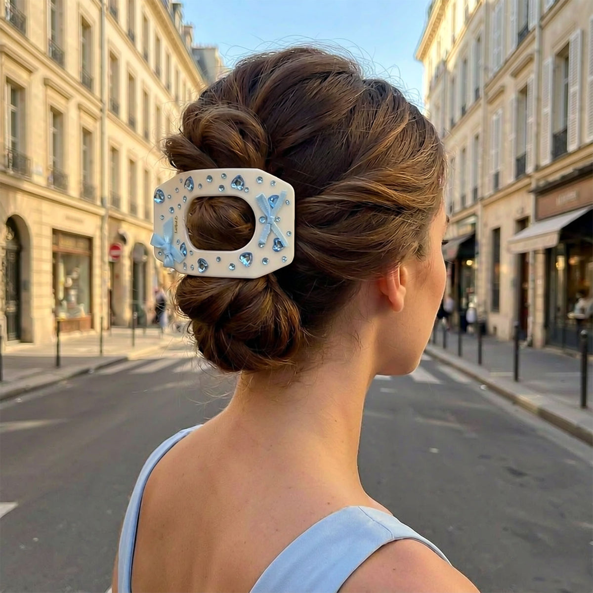 blue bow | worn